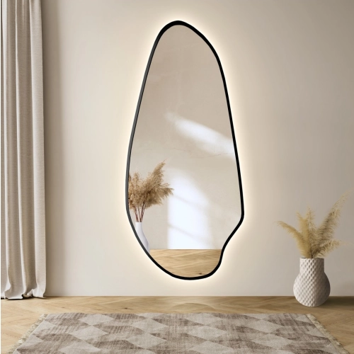 Lustro o nieregularnym kształcie w ramie mdf z podświetleniem - JASPIS W RAMIE LED